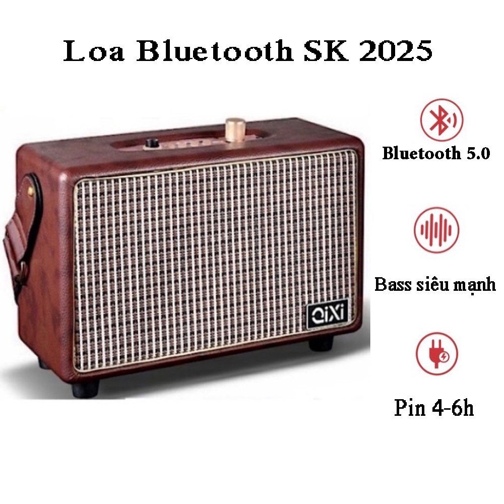 Loa Bluetooth Qixi SK-2025 Âm Thanh Siêu Đỉnh Tích Hợp Cổng Micro 6.5 Karaoke Micro Không Dây