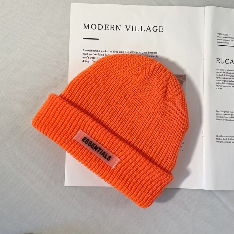 Mũ Len Nam unisex nhiều màu phong cách hip hop JUNECO1 dập mác cao su ESSENTIALS
