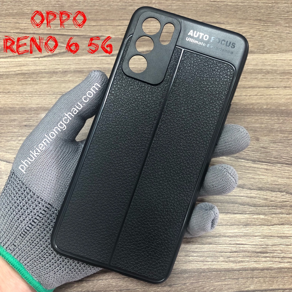 Ốp Lưng Oppo Reno 6 5G Dẻo Giả Da Đen Đẹp Baseus Auto Focus