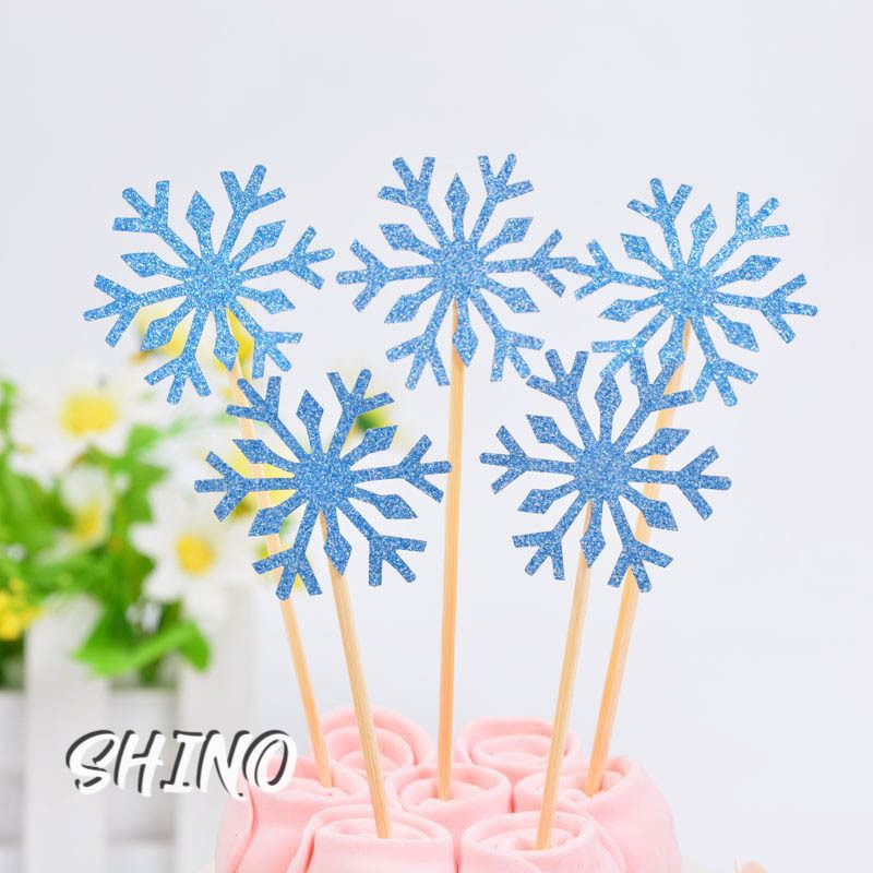 Topper/Que cắm bông tuyết trang trí bánh kem