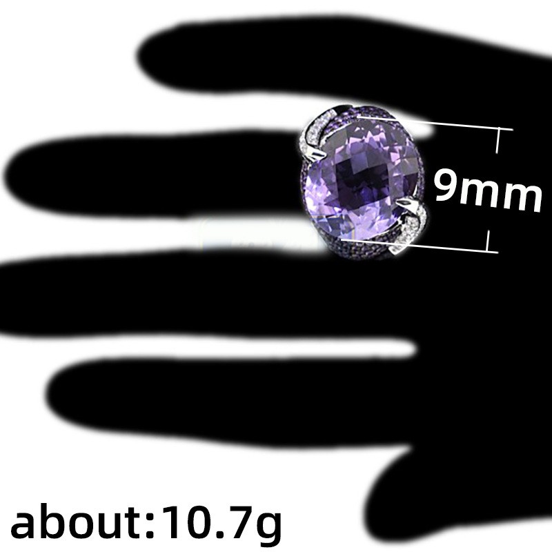 Nhẫn đính đá zircon tím cổ điển dễ phối đồ cho nữ