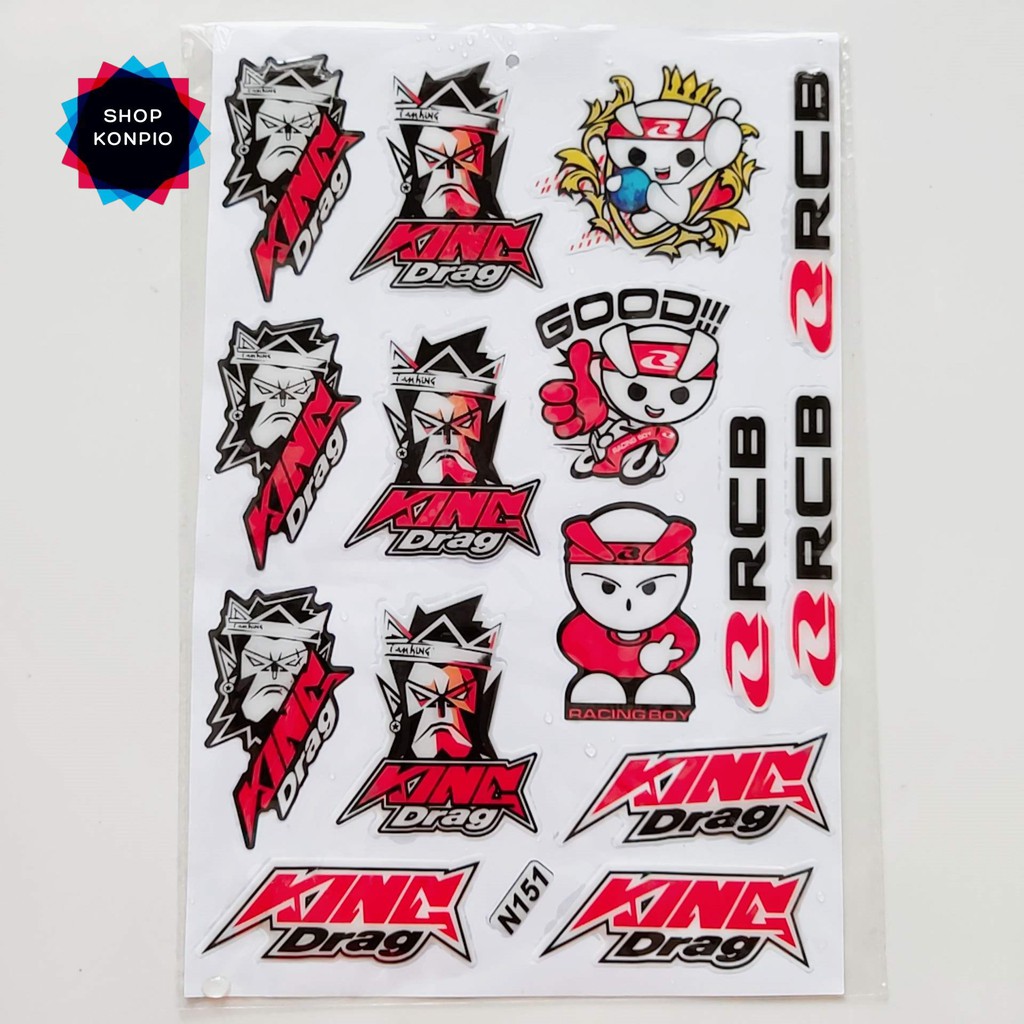 Bộ Tem Sticker KingDrag RCB Dập Nổi Cao Cấp Dán Xe Máy, Ô Tô, Mũ Bảo Hiểm, Chống Thấm Nước, Chống Bay Màu