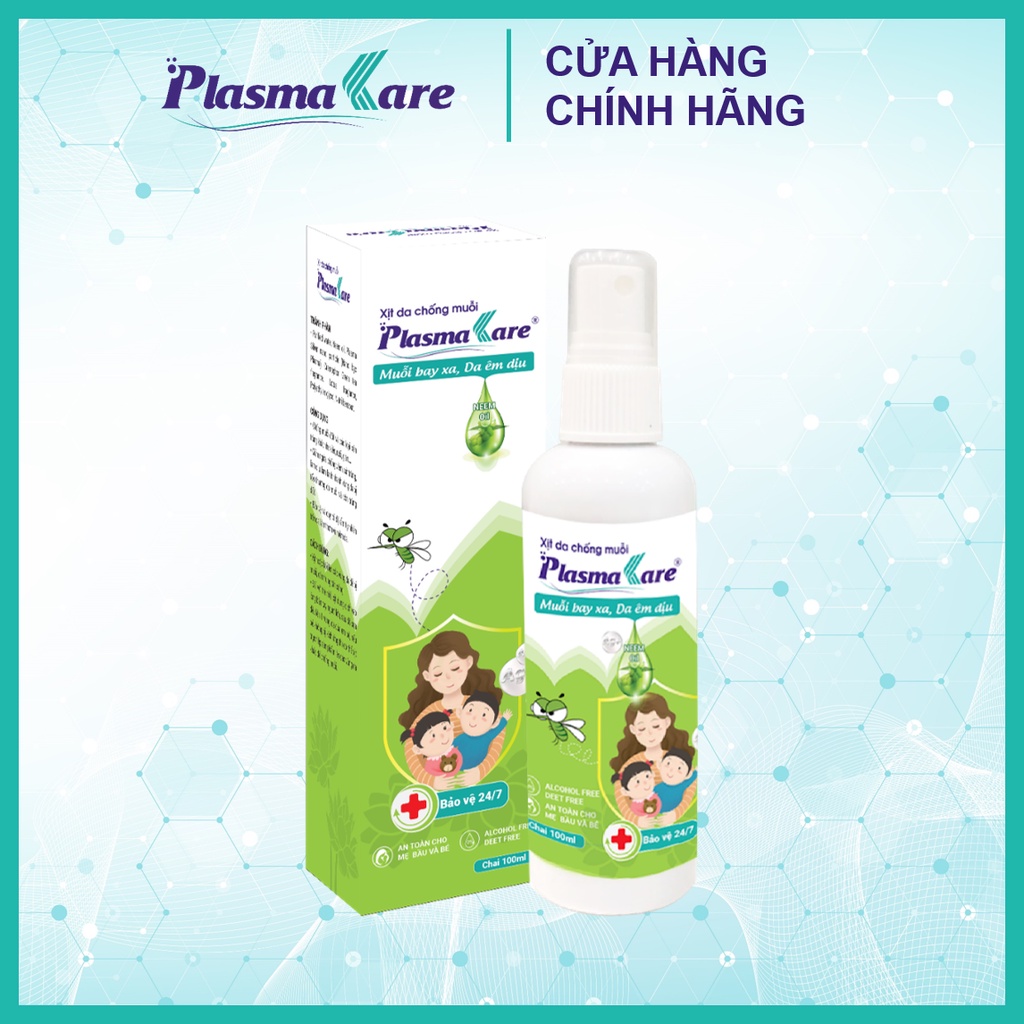 Xịt chống muỗi PlasmaKare 100ml xua đuổi Muỗl, xẹp vết đốt, Viện Sốt rét - KST -Côn trùng TƯ đã chứng nhận hiệu quả