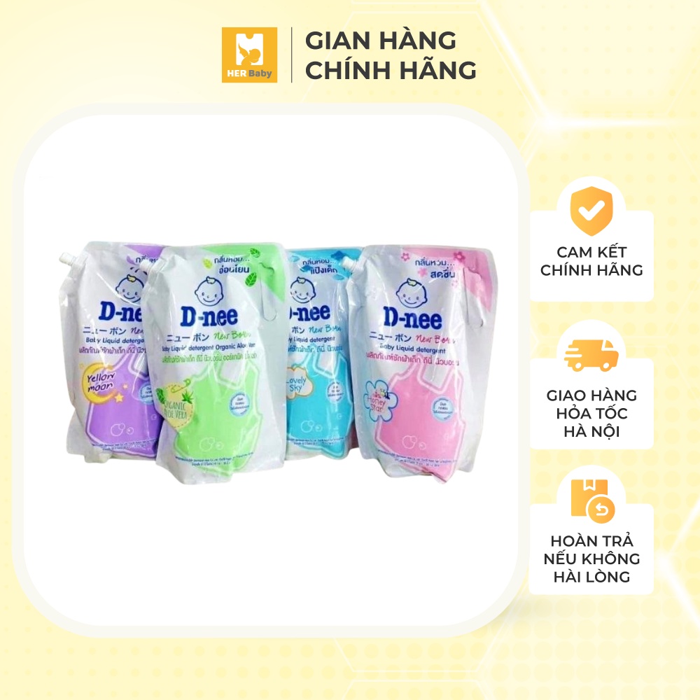 Dung dịch giặt xả quần áo D-nee 3L/ 1,4L mùi thơm hoa tự nhiên, an toàn dịu nhẹ cho da nhạy cảm của bé - Herbaby
