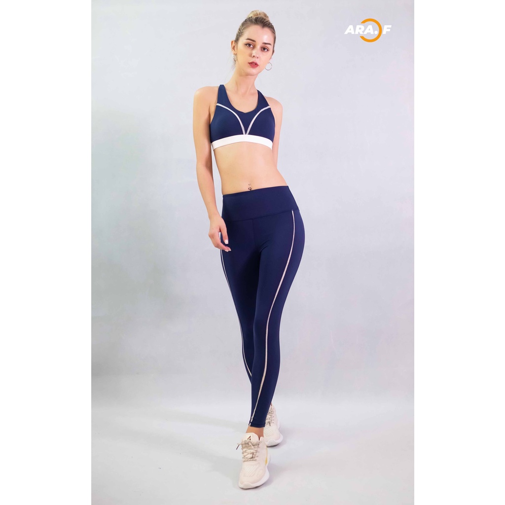 Set Áo Bra Viền Dây Tape Và Quần Legging - 23DT-ARAF - Tập Thể Thao, Gym, Yoga, Aerobic