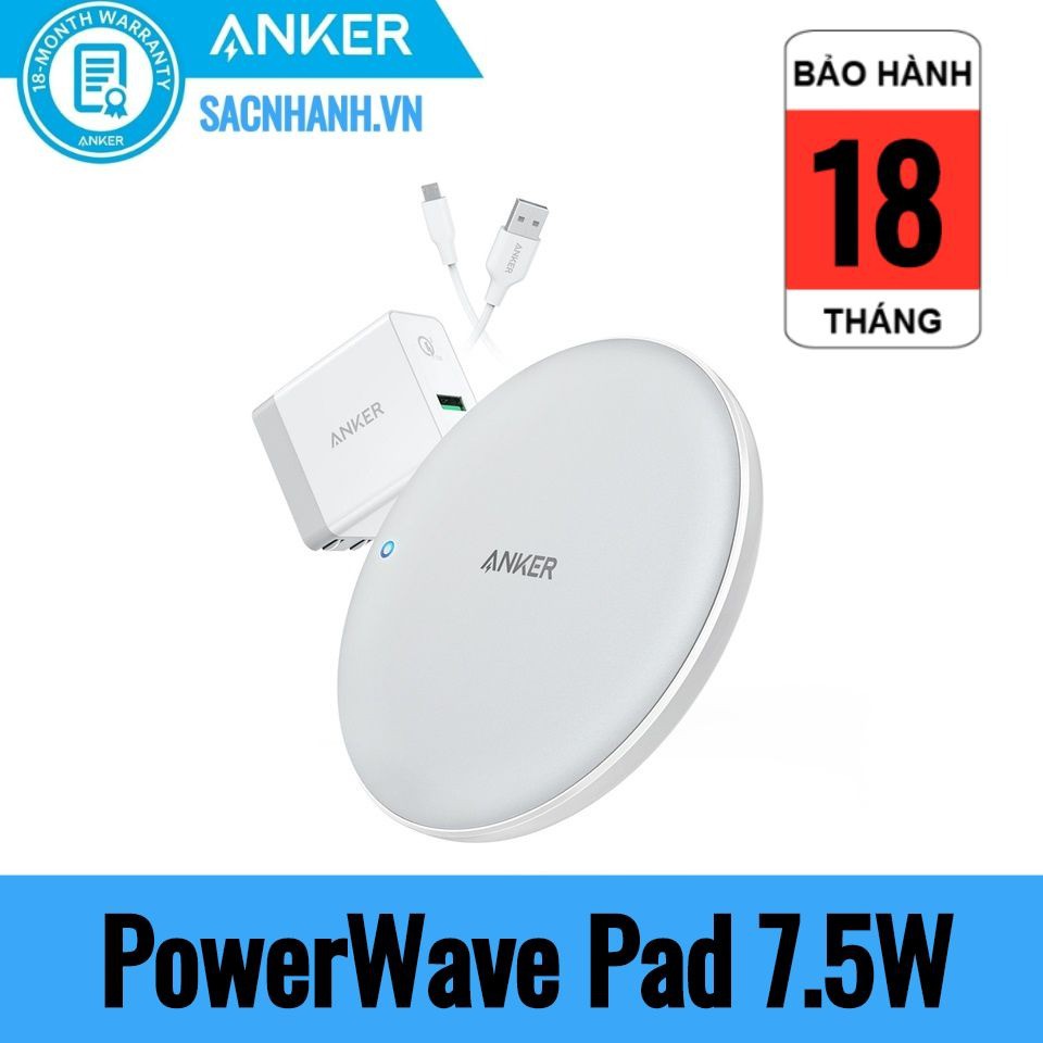 Bộ Sạc Nhanh Không Dây Anker PowerWave Pad 7.5W - B2514