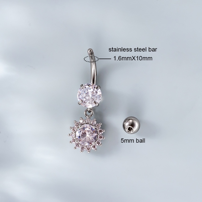 1 Piece 14Gauge Navel Button Ring Belly Piercing Stainless Steel with Zircon Butterfly Heart Star Dangle Shape