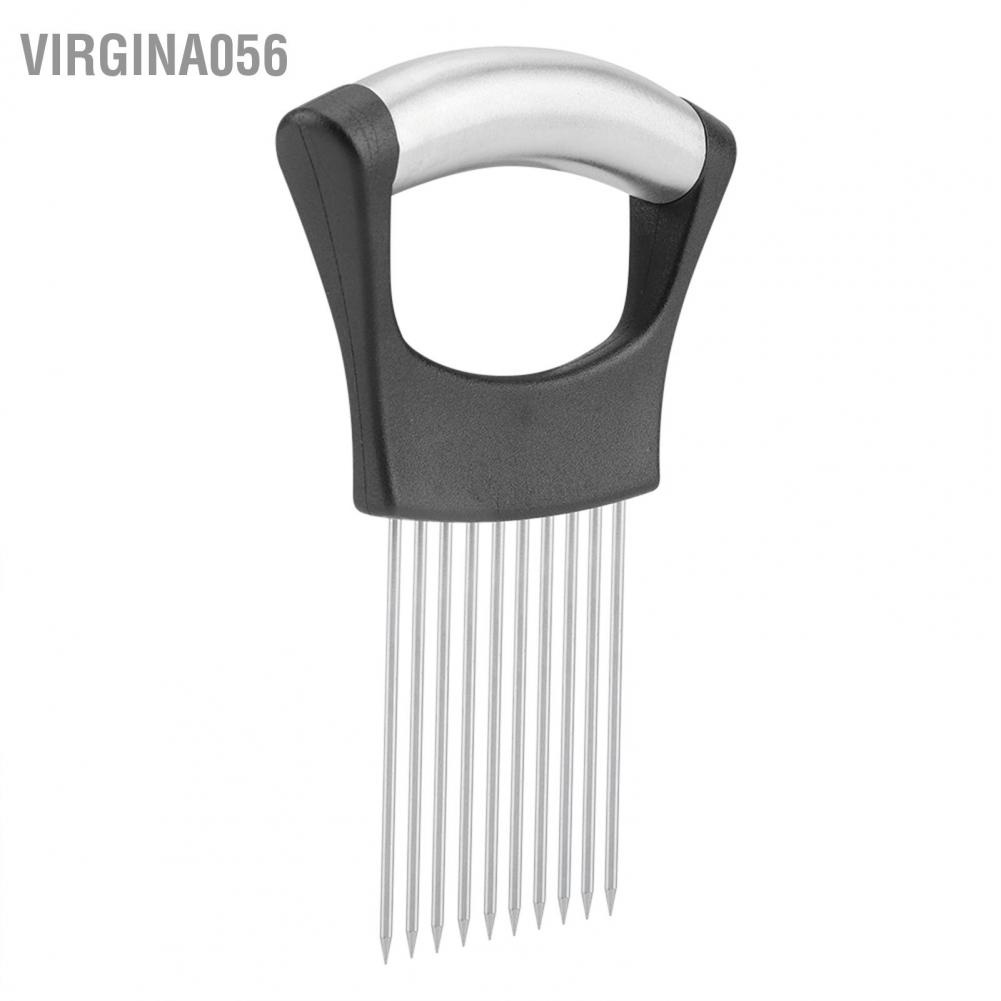 Virgina056 Stainless Steel Onion Holder Fruits Veg Meat Cutter Slicer Peeler Chopper with 10 Prongs