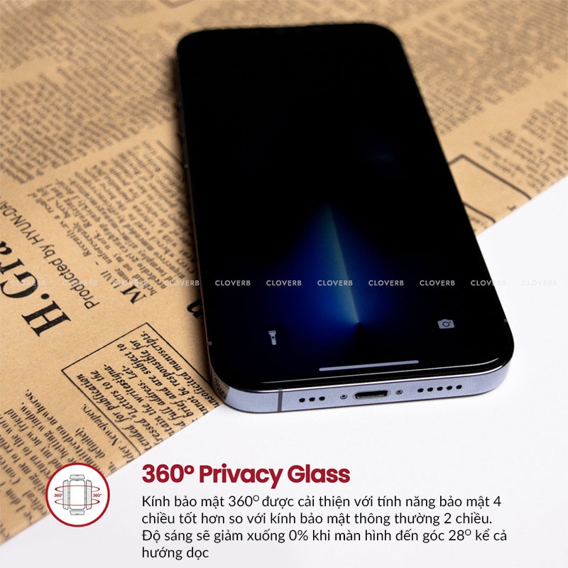Kính Cường Lực Chống Nhìn Trộm Zeelot Privacy Glass Full Màn Hình Siêu Mỏng Chống Trầy Xước Chống Vân Tay iPh 14 Pro Max