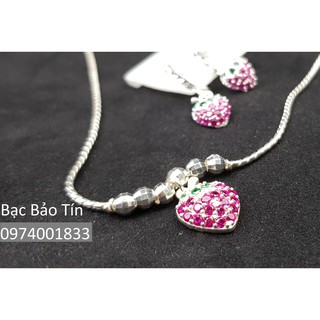 Set Bạc Tim Dâu cho Trẻ Em