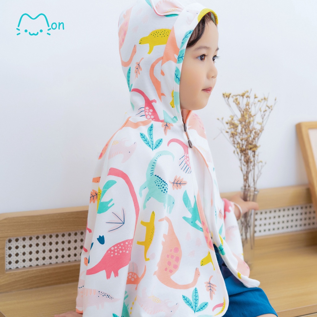 Áo chống nắng cho bé gái, áo choàng chống nắng chống tia UV cho bé gái chất cotton họa tiết dễ thương MonBabies MA22503