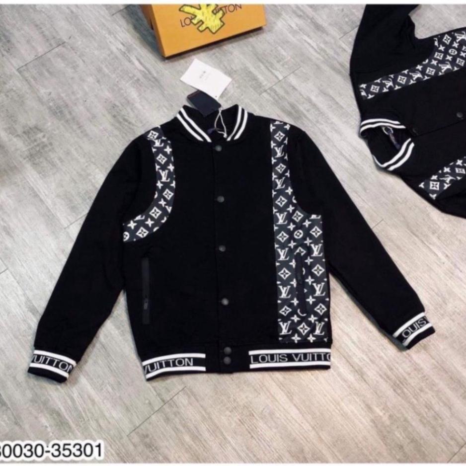 Áo Bomber , Áo Khoác LV Phối Nỉ Tay Da Phong Cách Hàn Quốc Hot 2021