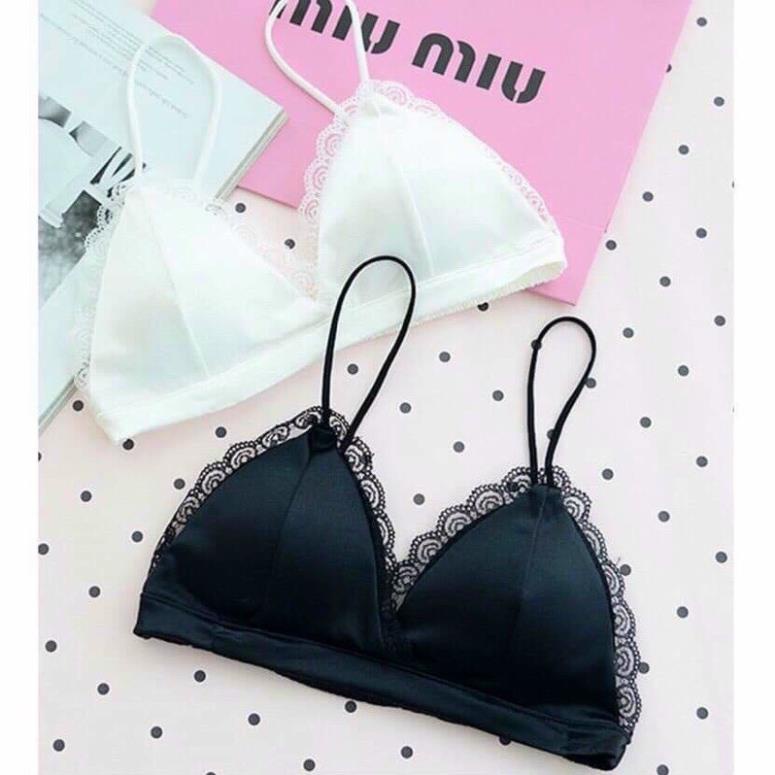 Áo Bra satin phi bóng viền ren sexy 265 - LADY
