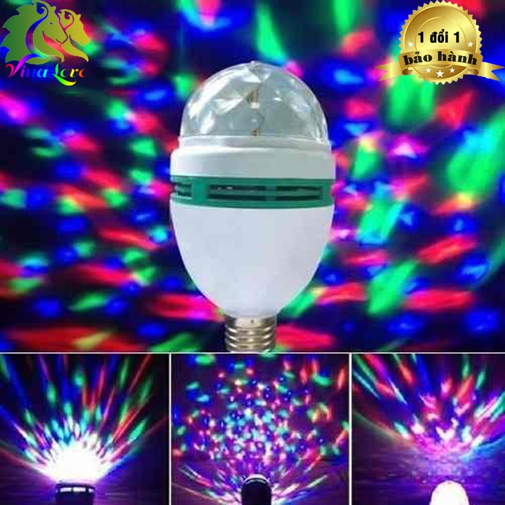 Đèn Led Cầu Xoay 7 Màu cắm vào chui đèn