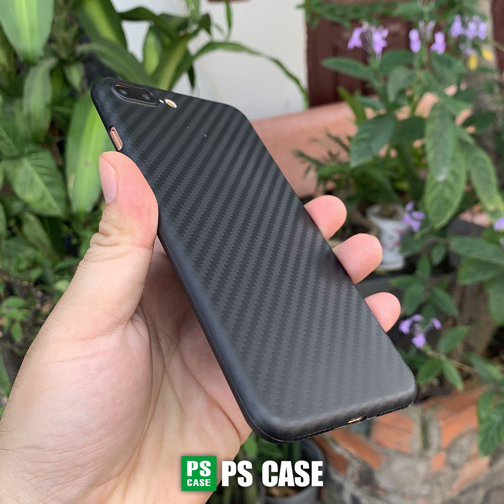 Ốp lưng siêu mỏng, vân carbon dành cho iPhone 7 Plus / iPhone 8 Plus - Màu đen - PS Case Phân Phối