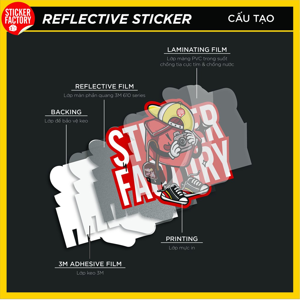 Sticker Reflective Hình Dán Phản Quang 3M Premium - Sticker Factory - chủ đề Biker