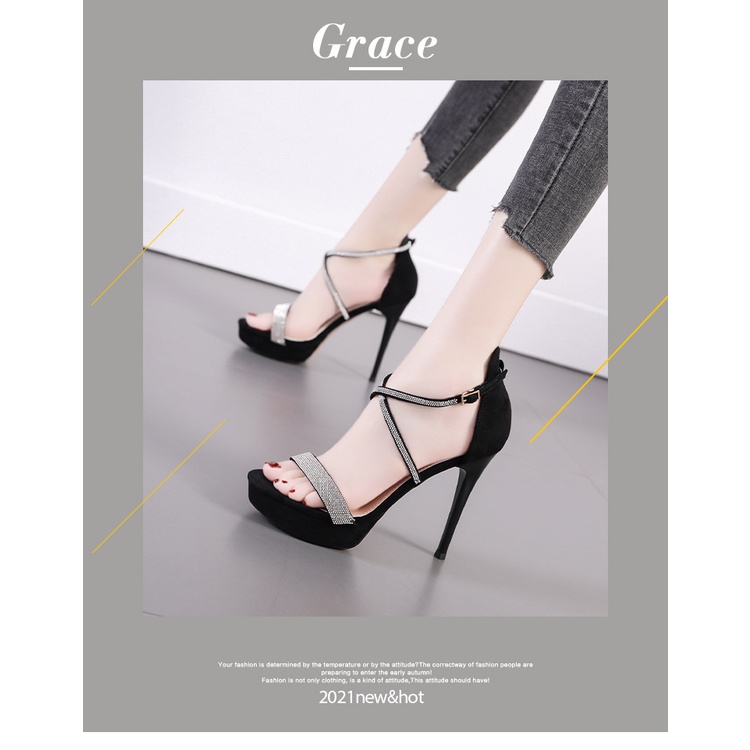 Giày Cao Gót Đính Đá Thời Trang Quyến Rũ Cho Nữ