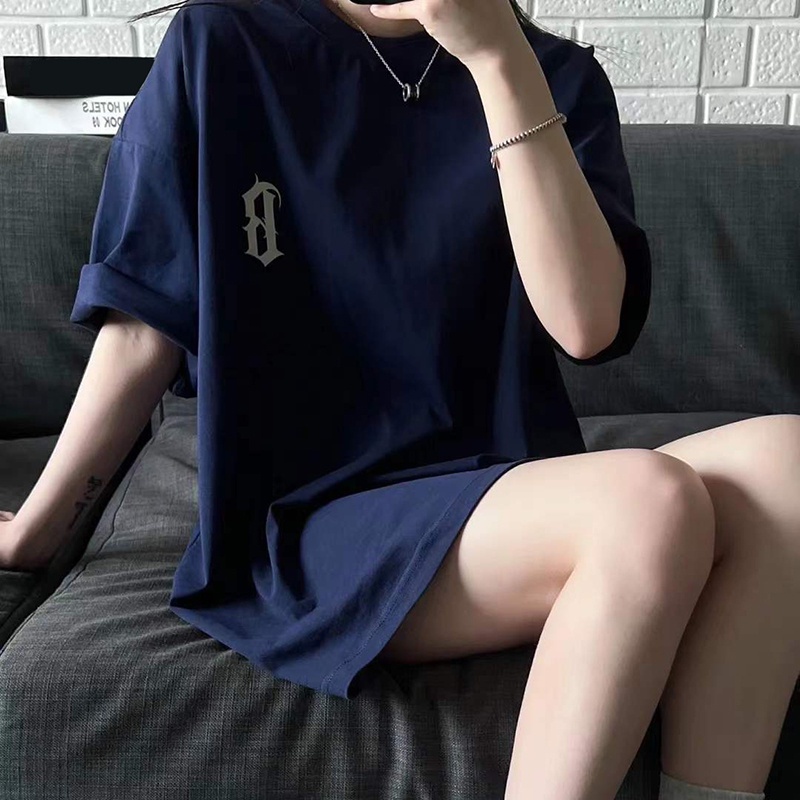 Áo thun HIIXIIVI 100% cotton tay ngắn cổ tròn in họa tiết trước và sau phong cách Hàn Quốc thời trang mùa hè 2022
