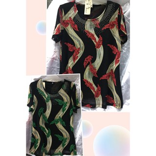 Áo kiểu voan 2 lớp đính cườm họa tiết chiếc lá