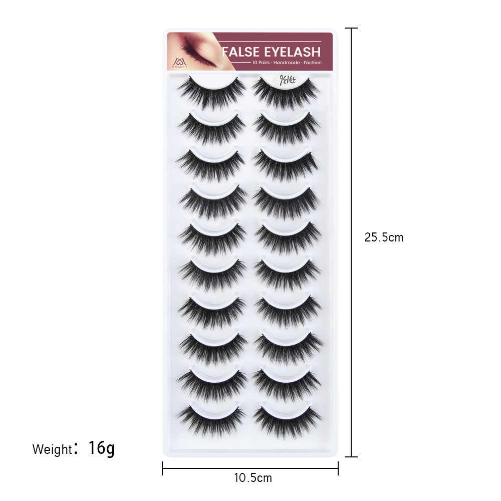 MAGEFY Bộ 10 Cặp Lông Mi Giả/Lông mi giả dày/ Làm Bằng Thủ Công 3D Mi giả /Bộ 10 cặp lông mi giả kiểu dáng 3D có thể tái sử dụng