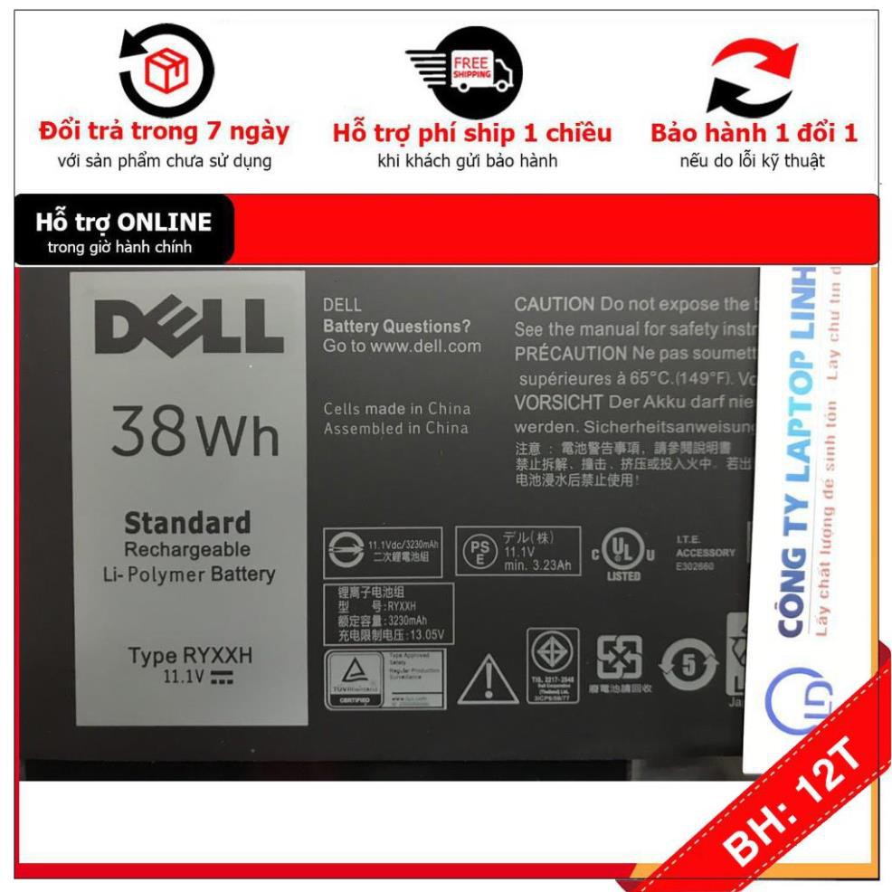 BH12TH . Pin Dell 38Wh Latitude 5250 5450 5550 E5250 E5450 E5550 RYXXH Battery