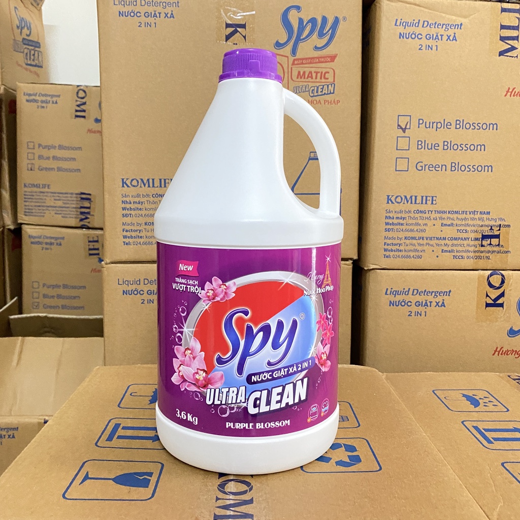 Nước giặt xả SPY Ultra Clean màu Tím 4,6kg hương nước hoa Pháp
