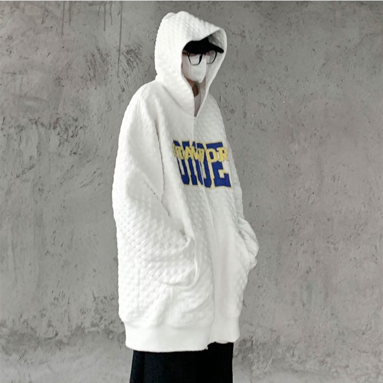 Áo Khoác dây kéo Có Nón Tay Dài Thêu Chữ áo khoác nam Phong Cách Hàn Quốc Cổ Điển Thời Trang áo hoodie dây kéo Dành áo khoác hoodie Nam Nữ