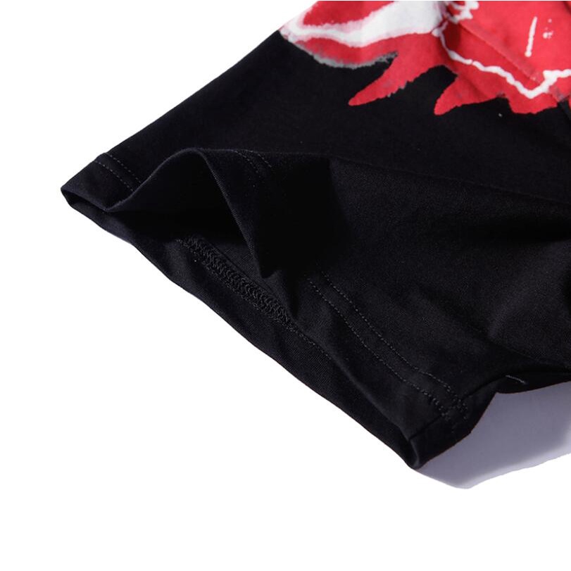 Áo thun tay ngắn in hình đôi cánh màu đen thời trang cho cặp đôi