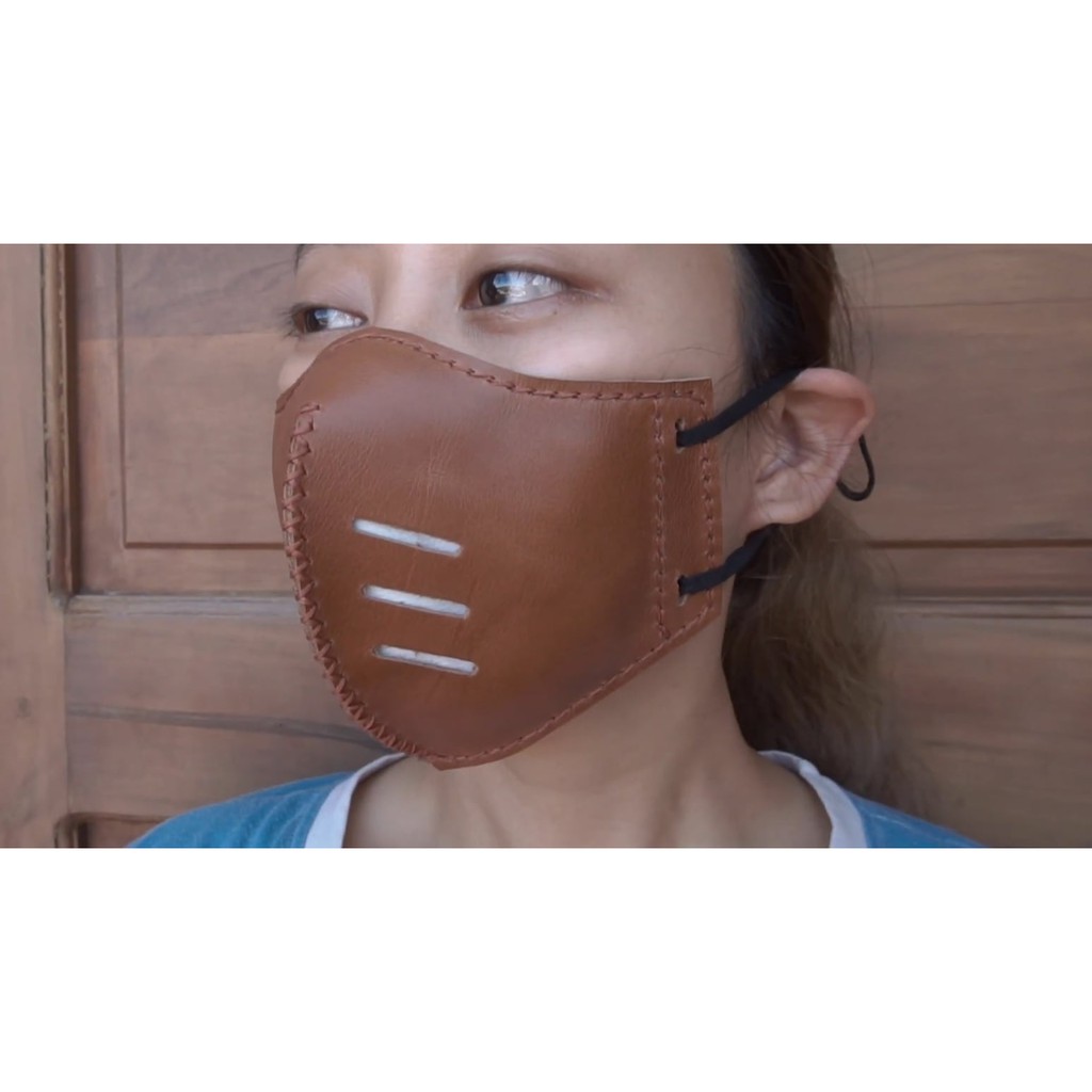 khẩu trang da bò nam nữ cá tính mẫu 2