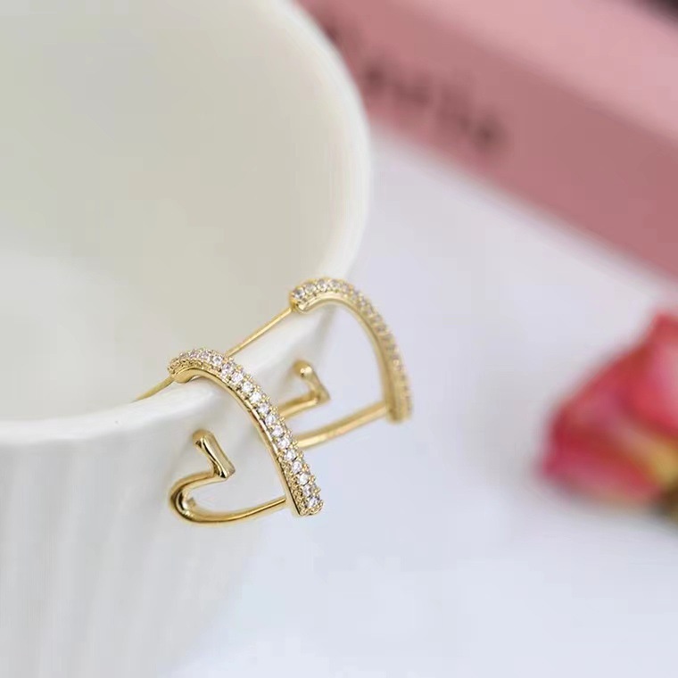 Bông Tai Mạ Bạc 925 Hình Trái Tim Đính Đá Zircon Lấp Lánh Phong Cách Hàn Quốc Cho Nữ