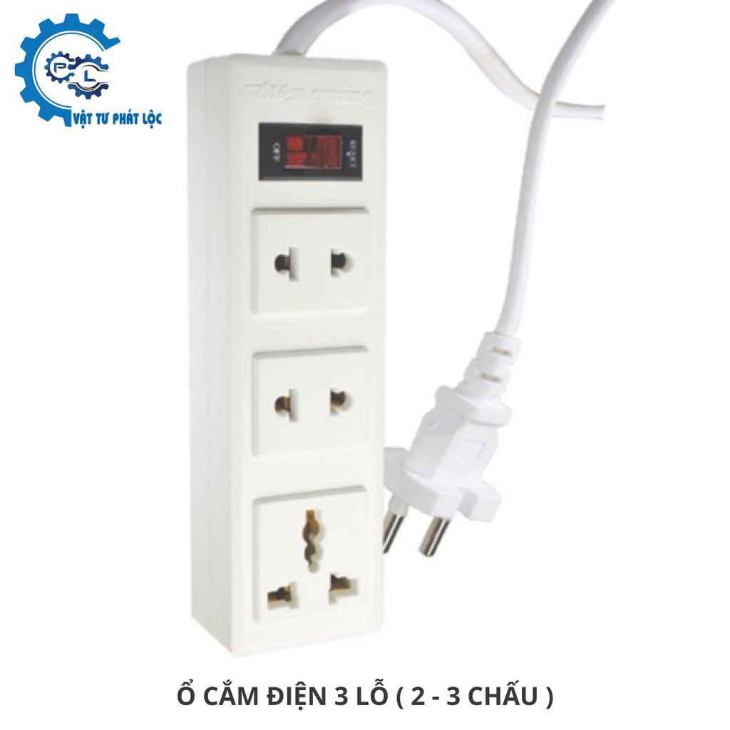 Ổ cắm Điện quang 3 lỗ (2-3 chấu),1 công tắc, dây 5m