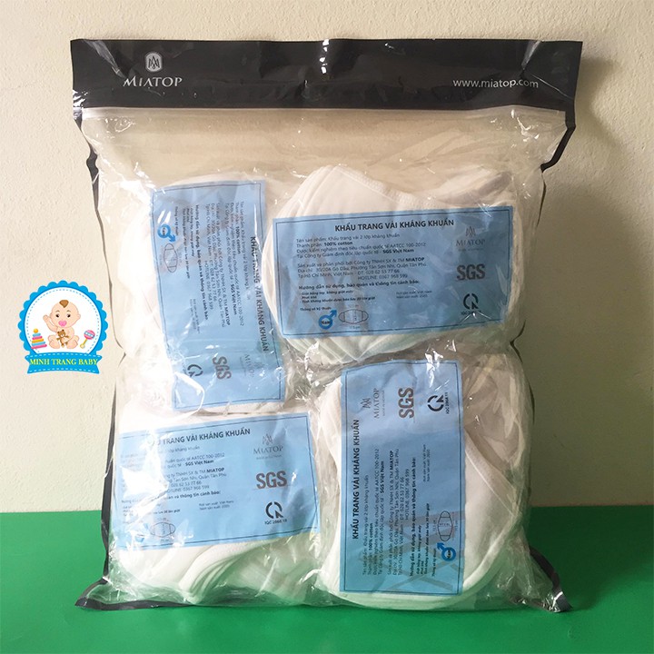Combo 5 Khẩu Trang Vải Kháng Khuẩn MIATOP - Bảo Lưu Kháng Khuẩn 30 Lần Giặt