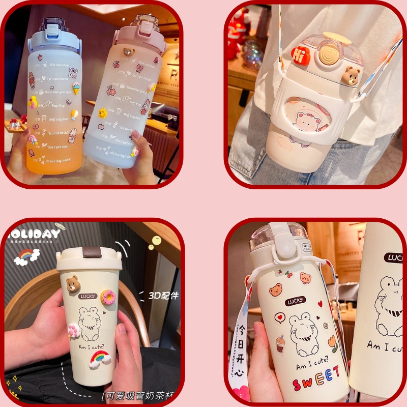 Sticker 2D, 3D dán dễ thương cute trang trí bình nước, hộp cơm-BlueStore