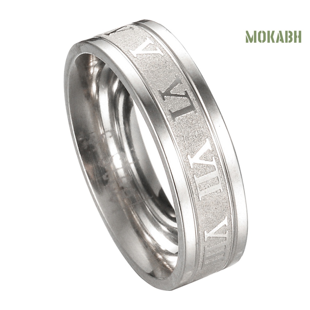 Nhẫn Thép Titan Khắc Chữ Số La Mã Sáng Tạo Thời Trang Unisex