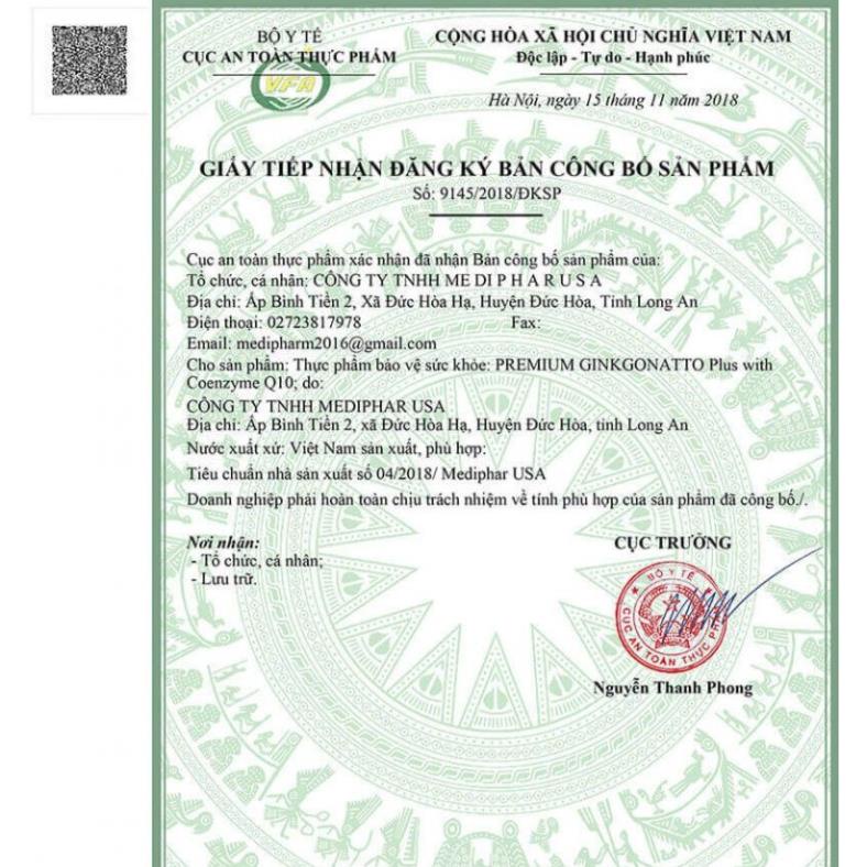 Premium Ginkgo Natto Plus Coenzyme Q10 – Hỗ trợ hoạt huyết dưỡng não (120 viên)
