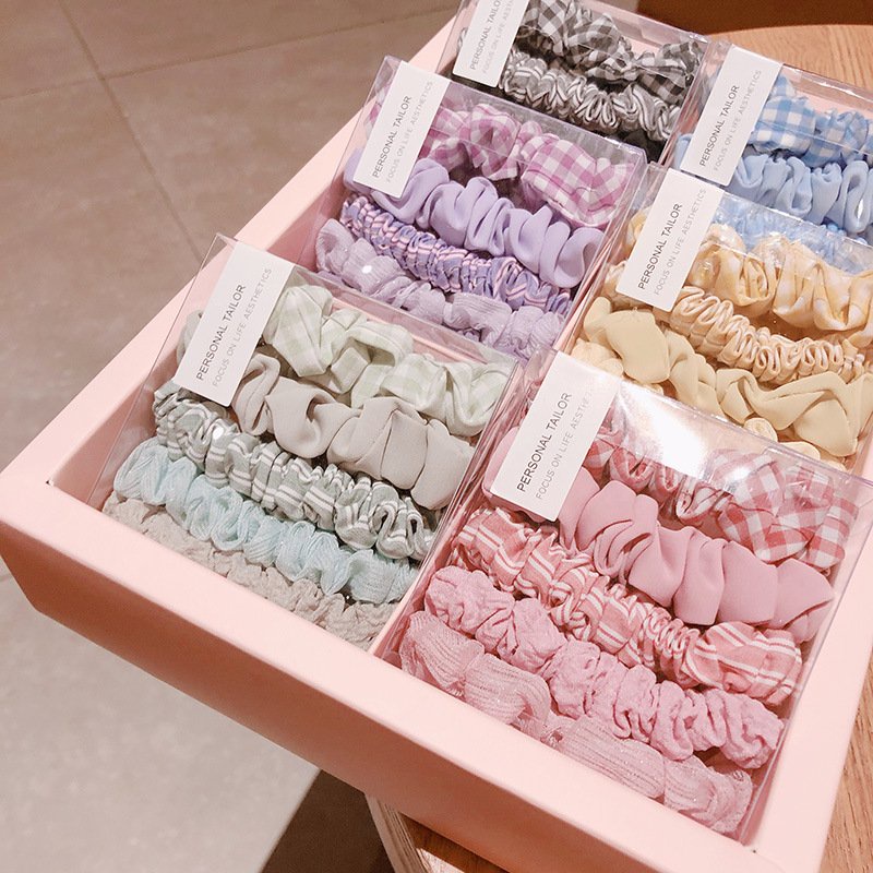 Set 5 Scrunchies mini cột tóc màu