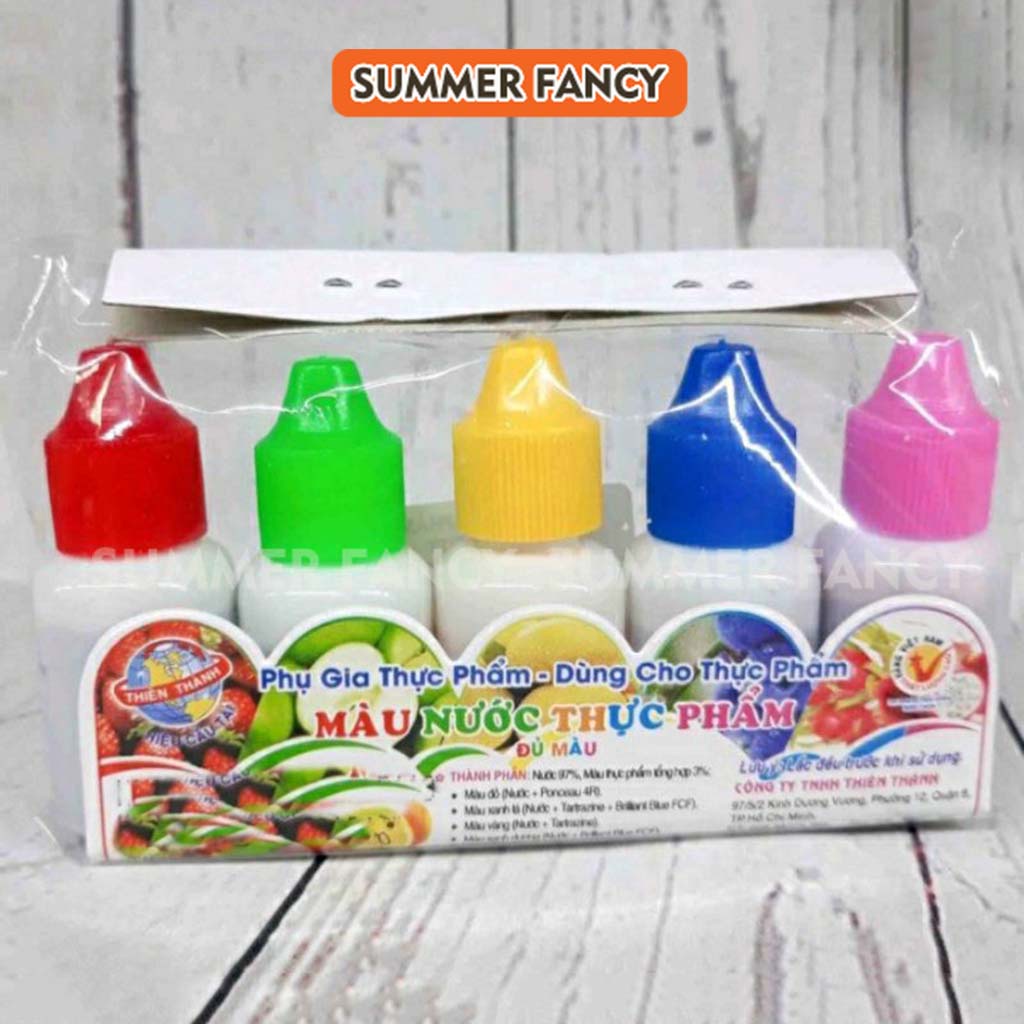 Set 5 màu nước thực phẩm làm bánh kẹo trà sữa Food Coloring for baking