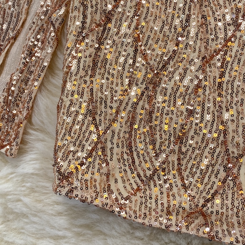 Đầm cổ V dài tay ôm body, váy đính sequin sang chảnh dự tiệc Đ929
