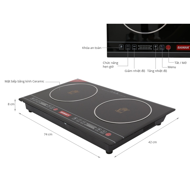 Bếp hồng ngoại Sanaky SNK-202HGW - Hàng chính hãng