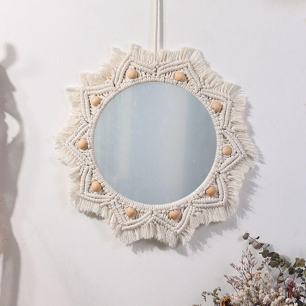 Thảm Dệt Thủ Công Mặt Gương Tròn 24 Kiểu Boho Treo Trang Trí Phòng Ngủ Cho Bé