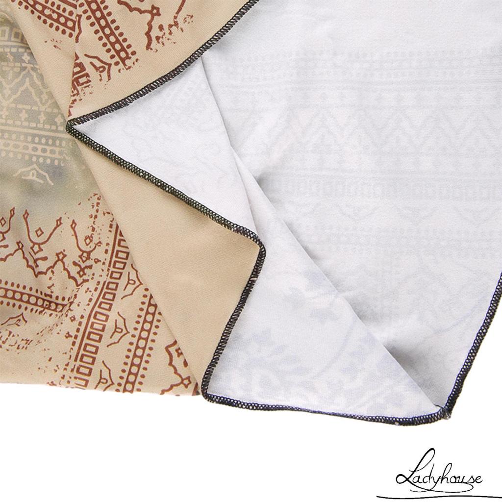 Áo thun tay dài cổ chữ V hở rốn in họa tiết trừu tượng cổ điển dành cho nữ