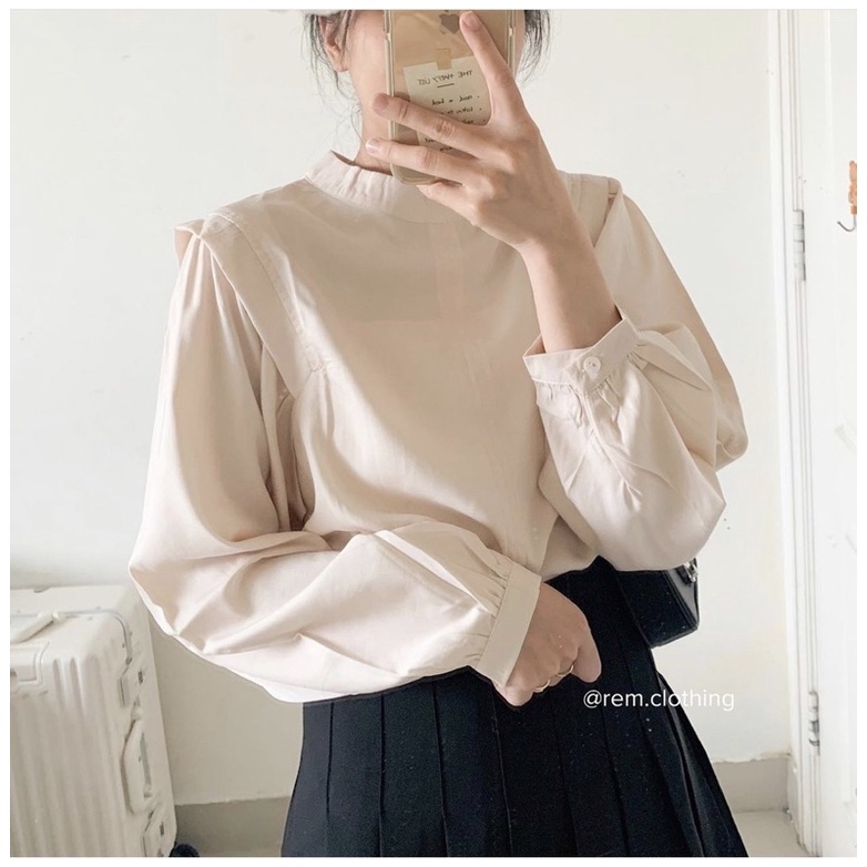 Sơmi cách điệu tay phồng Hàn Quốc