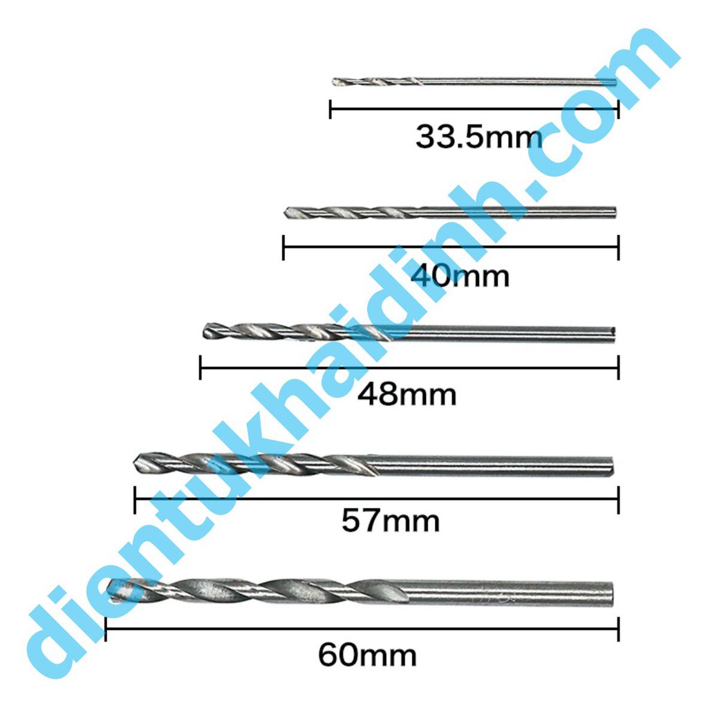 Combo 10 mũi khoan thép dùng khoan mạch... HSS 1mm/1.5mm/2mm/2.5mm/3mm, mỗi kích thước 2 mũi kde4633