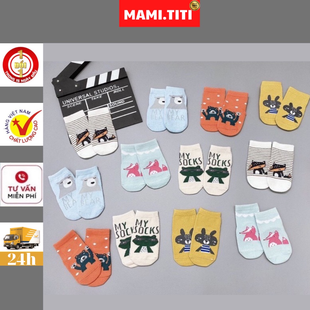 Tất cao cổ cho bé, Combo 5 đôi tất Poli Kid in hình thú đang yêu cho bé
