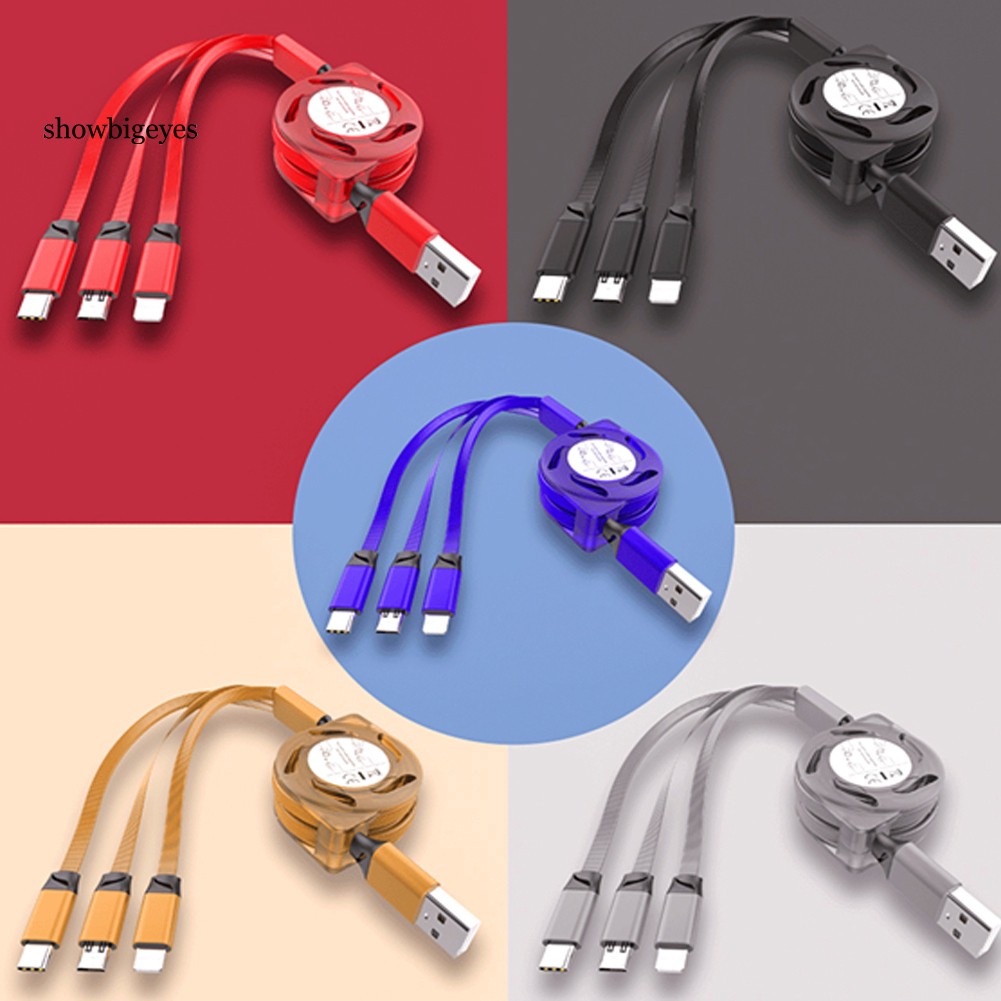 Cáp sạc bện dây 3 trong 1 cho iPhone Type-C Android Micro USB