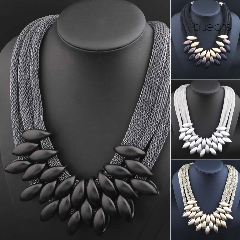 Vòng Cổ Choker Nhiều Lớp Mặt Lá Hợp Kim