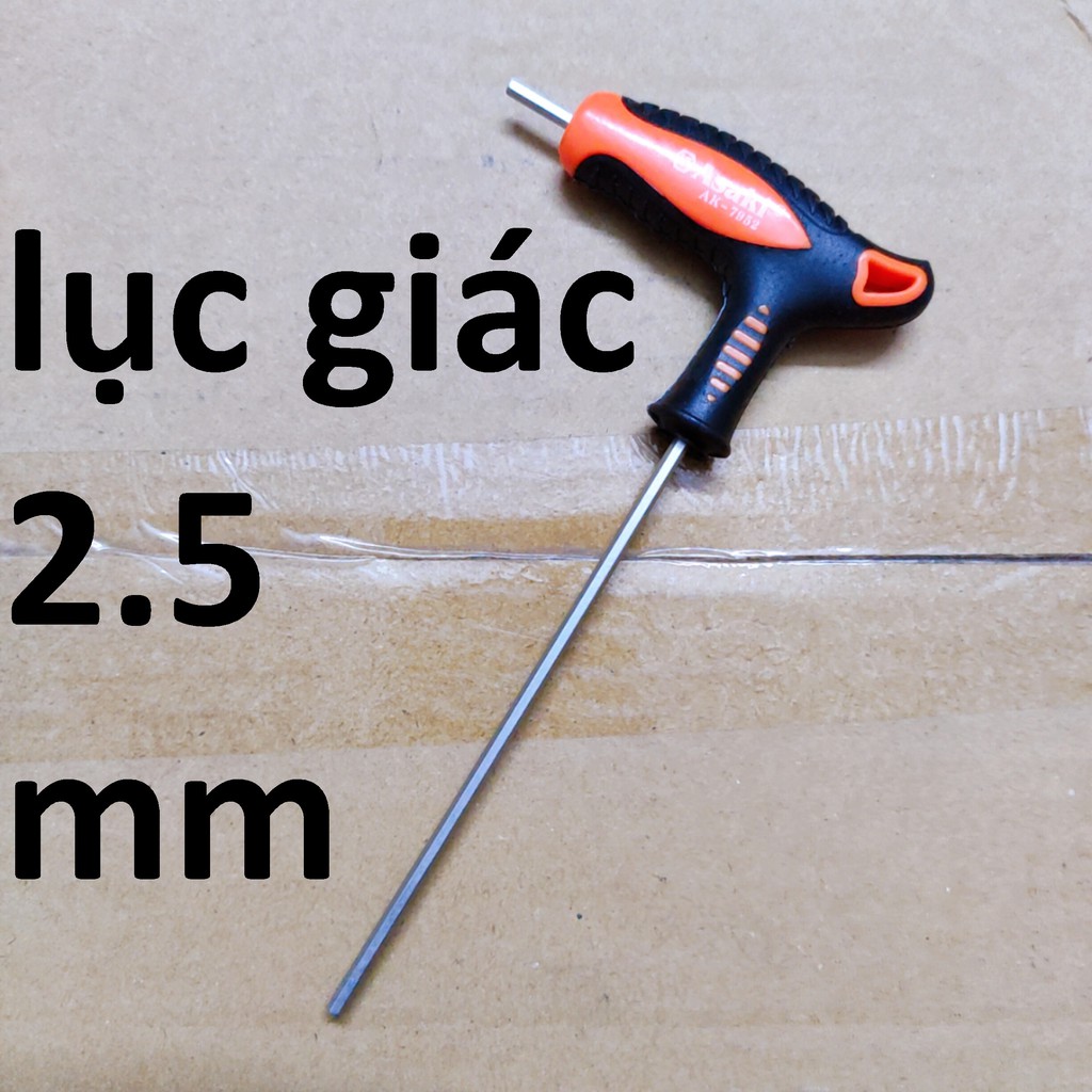 Tay vặn lục giác chữ T ASAKI 2.5mm, lục giác 2.5