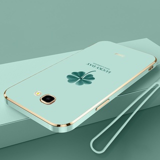 Ốp Điện Thoại Silicon Mạ Viền Họa Tiết Cỏ Bốn Lá Đơn Giản Sang Trọng Cho Samsung Galaxy J4 + J4 Plus J6 J7 Prime J2 Prime