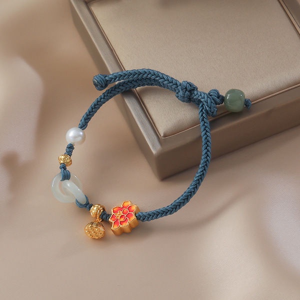 Vòng Tay Bện Dây Đính Hạt Ngọc Trai An Toàn Dành Cho Bạn Gái