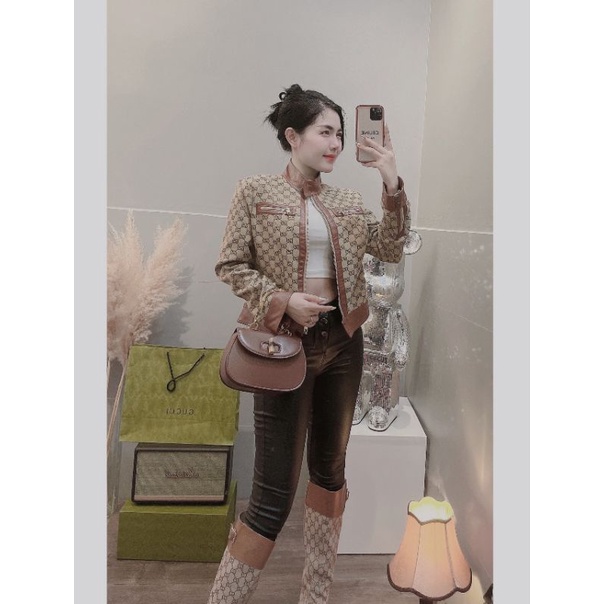 Túi gc quai gỗ logo GG to size22